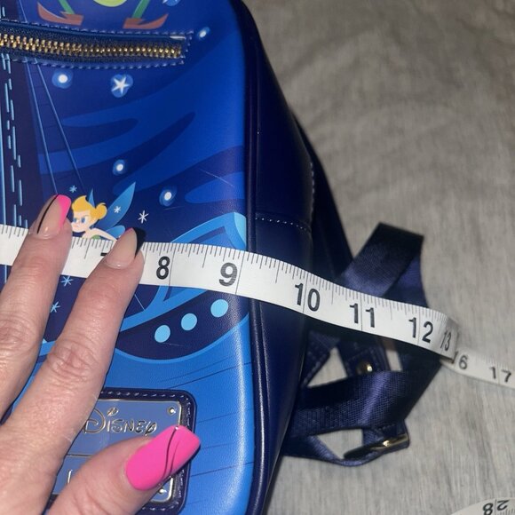 Loungefly Disney Captain Hook Peter Pan Tinkerbell Blue Mini Backpack Purse - Picture 10 of 12